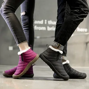 Winter Warme Schneestiefel Für Damen Herren Cordura Gewebe Kunstpelz Gefüttert Rutschfeste Gummisohle Slip-On Stiefeletten