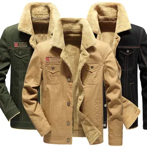 Giacca militare invernale spessa da uomo con fodera in pile in kaki verde e nero