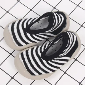Breathable striped baby sock shoes with non-slip soft soles for toddlers walking
