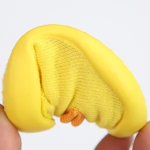 Flexible and breathable yellow baby sock shoes with non-slip soft rubber sole for toddlers