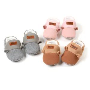 Süße Bärenohren Baby Lauflernschuhe Herbst Winter Fleece Gefüttert Warm Rutschfest Weiche Sohle Kleinkind Baumwollschuhe