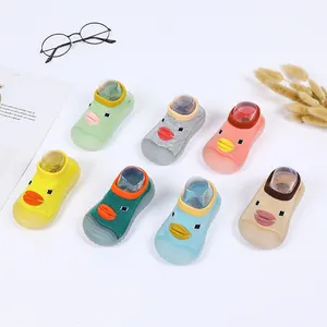 Variety of colorful baby duck walking sock shoes with soft non-slip soles for infants