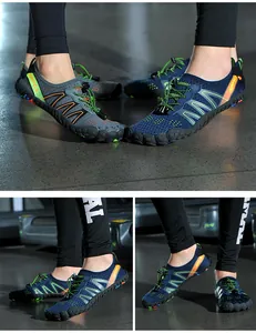 Detailed view of quick-dry barefoot water shoes with toe protection and toggle lacing