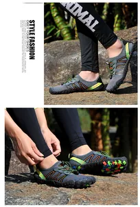 Detail view of five-toe quick-dry water shoes for beach and snorkeling on rocks