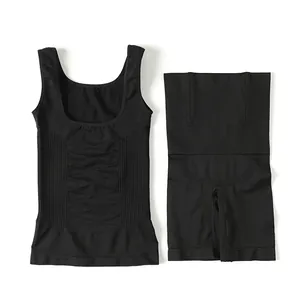 Damen Nahtloses Shapewear-Set Mit Hoher Taille Bauchkontrolle Postpartale Schlankheits-Miederhose Top And Bottom Nylon Unterwäsche