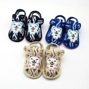 Breathable soft sole baby sandals with cute cartoon bear design for infants 0-1 year