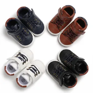 Infant Baby High Top First Walkers Shoes Synthetic PU Leather Soft Sole Anti-Slip Toddler Shoes For 0-1 Year Old Spring Autumn
