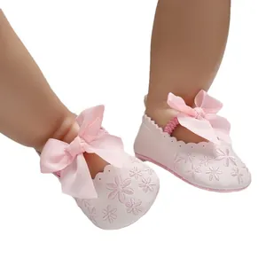 Chaussures de marche princesse rose clair pour bébé avec semelles souples