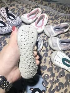 Close-up detailed view of the non-slip soft rubber sole of breathable baby toddler sock shoes