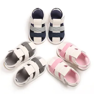 Detail view of multi-color soft sole baby summer sandals for infants aged 0-1 year