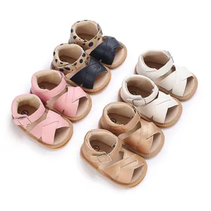 Infant Baby Girls Summer Sandals PU Leather Soft Sole Polka Dot Pre-walker Shoes Cross Strap Buckle Sandals For Newborn 0-1 Year