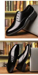 Vista dettagliata delle scarpe business da uomo in pelle nera con fori traspiranti