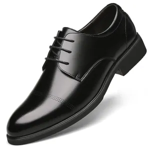 Scarpe classiche da uomo in pelle nera stile business con lacci e fori traspiranti