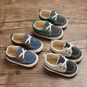 Baby Loopschoentjes Canvas Kunstleer Patchwork Zachte Zool Casual Ademend Baby Sneakers Voor Jongens Meisjes