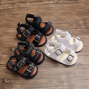 Scarpe Primi Passi Neonato Maschio Tela Traspirante Estive Suola Morbida Silicone Sandali Chiusura a Strappo Primi Passi