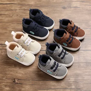 Säugling Baby Lauflernschuhe Segeltuch Weiche Sohle Lässig Erstläufer Rutschfest Klettverschluss Atmungsaktive Schuhe Für Jungen Mädchen