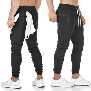 Men's Cotton Polyester Joggers Sporty Slim Fit Sweatpants With Drawstring Zipper Pockets Running Fitness Training Bottom