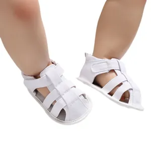 Comfortable white baby boy closed-toe sandals with soft anti-slip soles