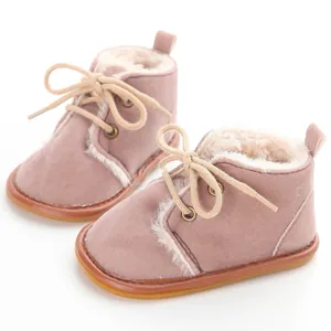 Warme rosa Baby-Winterstiefel mit weichem Fleecefutter und rutschfester Gummisohle