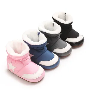 Bottes de neige chaudes pour bébé avec motif étoile et doublure polaire en 4 couleurs