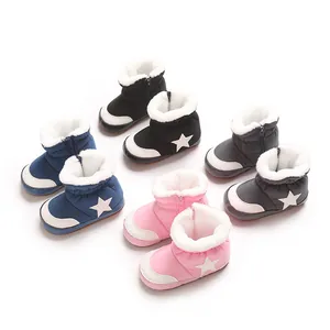 Botas de nieve de invierno para bebés con forro de felpa y motivos de estrellas en cuatro colores
