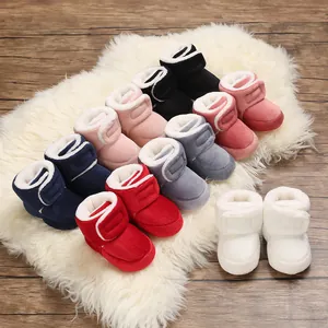Bottes de Neige pour Bébé en Velours Côtelé Doublure en Fausse Laine d'Agneau Semelle Souple Chaussures d'Hiver Chaudes pour Bébé