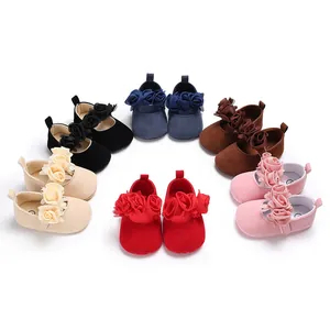 Weiche Baby-Prinzessinenschuhe mit 3D-Blumendesign für Mädchen im Alter von 0-1 Jahr