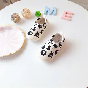 Adorable cartoon animal print baby slip-on canvas shoes for infants and toddlers