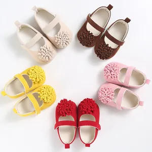Zapatos de bebé niña con suela blanda y flor grande, estilo princesa para 0-1 año