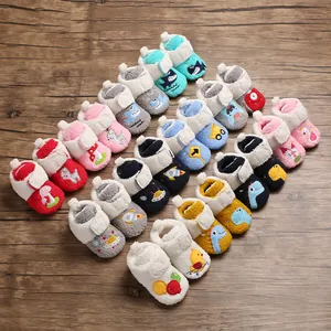 Winter Infant Baby Walker Shoes Soft Sole Coral Fleece Cartoon Embroidery Warm Prewalker Boots For 0-1 Year Old Boys Girls