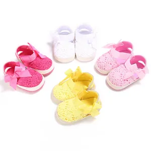 Sandales pour bébés filles avec semelles souples et nœud, parfaites pour les premiers pas
