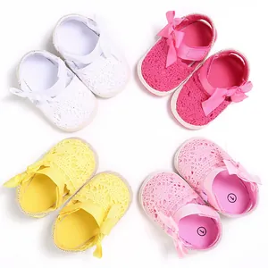 Sandales de marche princesse avec nœud pour bébé fille semelle souple 0-1 an