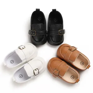 Scarpe Primi Passi per Bambini in Pelle PU Stile Britannico Suola Morbida Antiscivolo Sneakers per Neonati 0-1 Anno