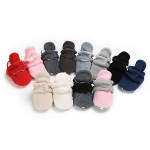 Cozy winter baby fleece booties in multiple colors with soft soles for pre-walkers.