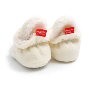 Soft fleece baby winter booties with warm plush lining for infant pre-walkers