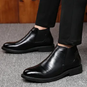 Classic men's black leather Chelsea boots in a business dress style for winter wear