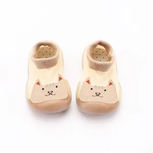Schattige baby loopsokken schoentjes met kattenprint en antislipzool
