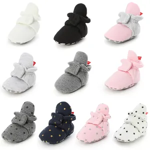 Infant Baby Soft Sole Sock Shoes Non-Slip Cotton Knit Pre-Walker Shoes Newborn Star Striped Warm Winter Toddler Walker Shoes
