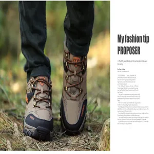 Detailed view of durable outdoor hiking shoes with thick non-slip soles for men.