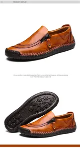 Detailansicht von Herren-Leder-Loafers mit Gummisohle und dekorativem Reißverschluss