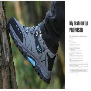Detailed view of durable men's outdoor hiking shoes with thick anti-slip sole