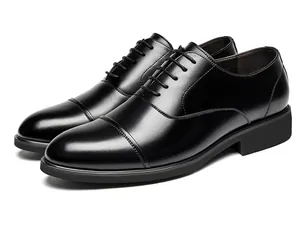 Chaussures formelles en cuir noir pour hommes avec semelle rehaussante pour travail