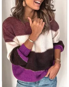 Pull en maille à rayures multicolores pour l'automne-hiver avec design color-block