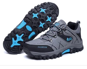 Detailed view of men's hiking shoes showing breathable mesh upper and anti-slip thick rubber sole