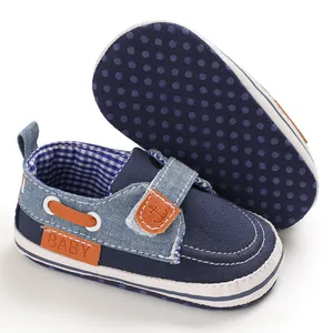 Scarpe primi passi antiscivolo blu navy con suola morbida per neonati da 0 a 1 anno