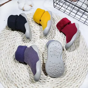 Zapatos de Calcetín con Forro Polar de Invierno para Bebé Primeros Pasos Antideslizantes Suela Blanda Punto Botas de Nieve Cálidas