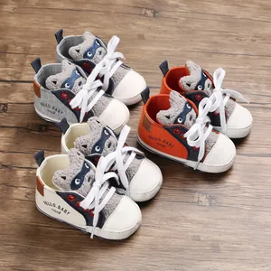 Baby First Walker Shoes Canvas Soft Sole Toddler Shoes For Infant Cartoon Raccoon Casual Lace-up Sneakers Spring Autumn