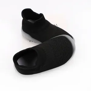 Detailed view of the breathable knit upper and soft sole of these toddler walking shoes