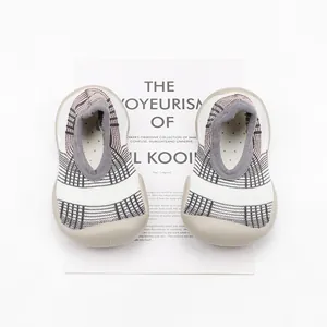 Breathable knit children's sock shoes with soft non-slip sole for indoor walking babies
