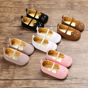 Cartoon Cat Embroidery Baby Learning Shoes Soft Sole Infant First Walker Shoes 0-1 Year Old Toddler Slip-on Casual Shoes
